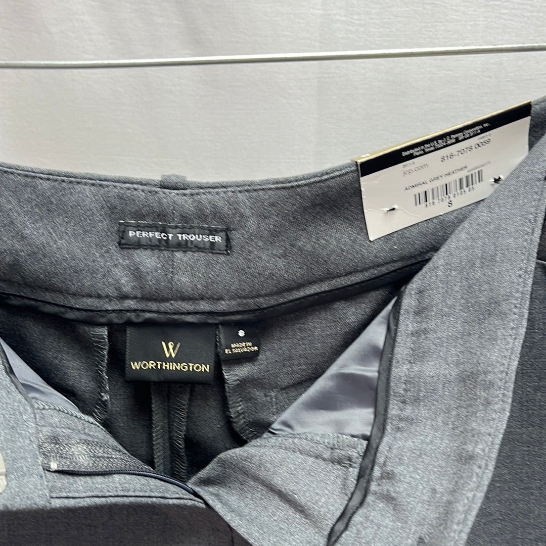 NWT -- Worthington Grey Heather Perfect Trouser Pants -- 8