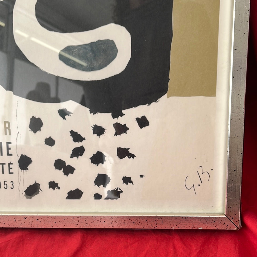 VTG -- Framed Reproduction of Poster for Georges Braque's 1953 Paris Exhibition