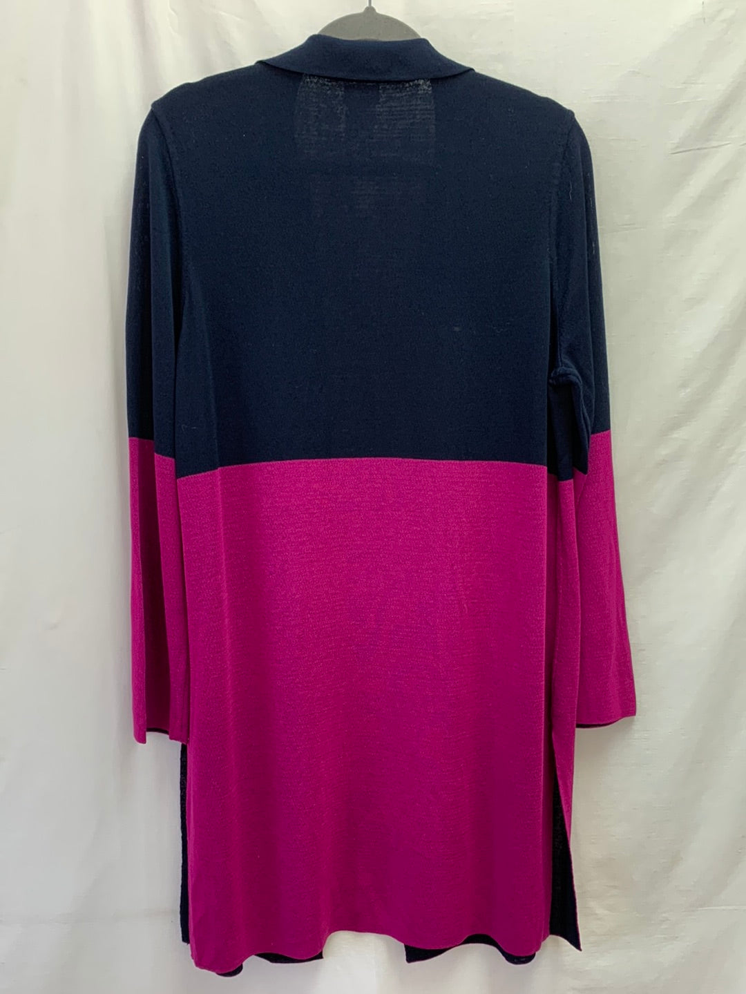 NWT - CHICO'S TRAVELERS navy fuchsia Color Block Sweater Cardigan - 2 (L 12/14)