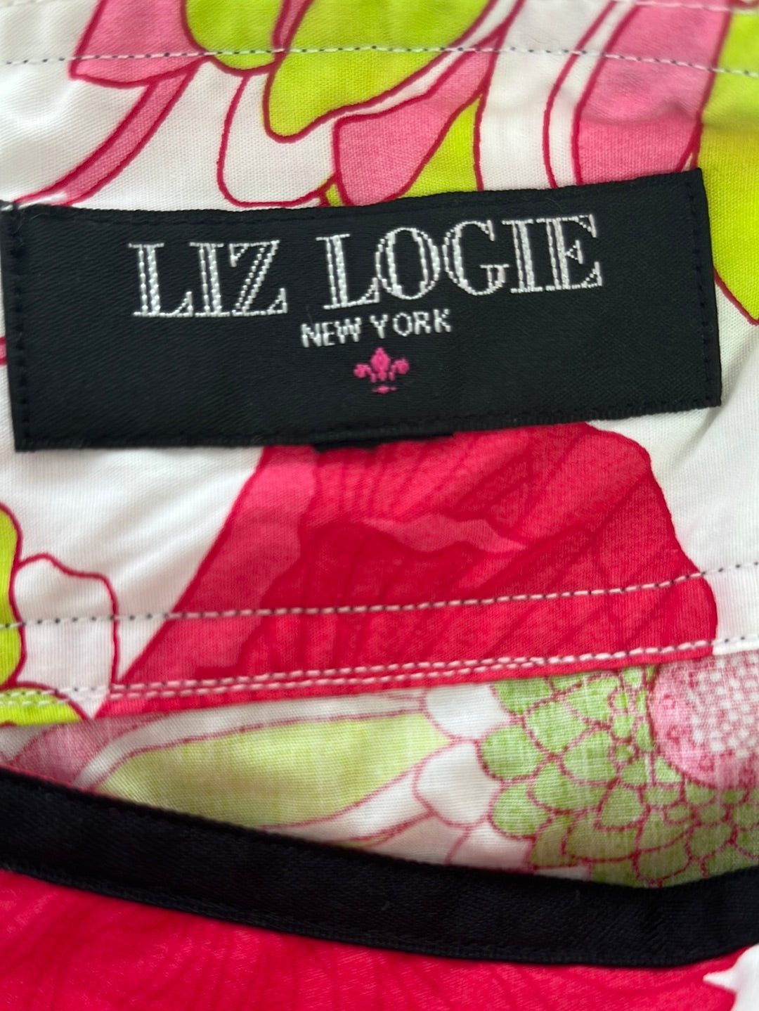 VTG -- LIZ LOGIE Pink Floral Oversized Buttons Midi Wrap Skirt -- 12