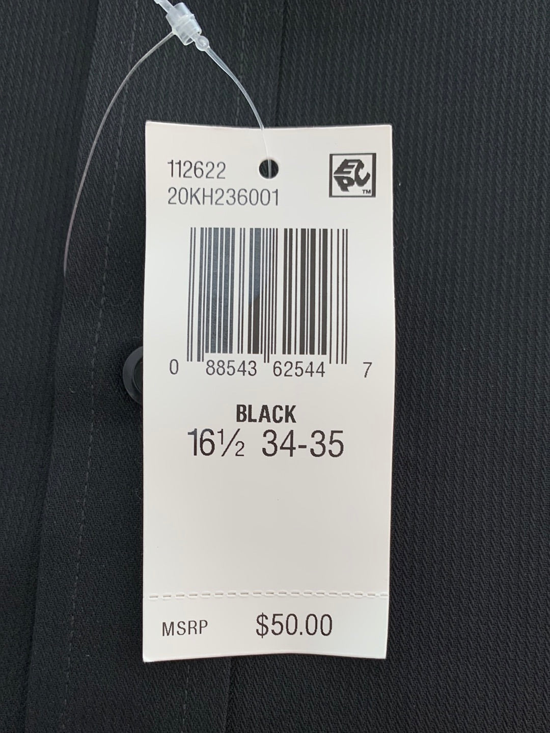 NWT - VAN HEUSEN Black Flex Collar Regular Fit Wrinkle Free Dress Shirt - Size 16.5 34/35