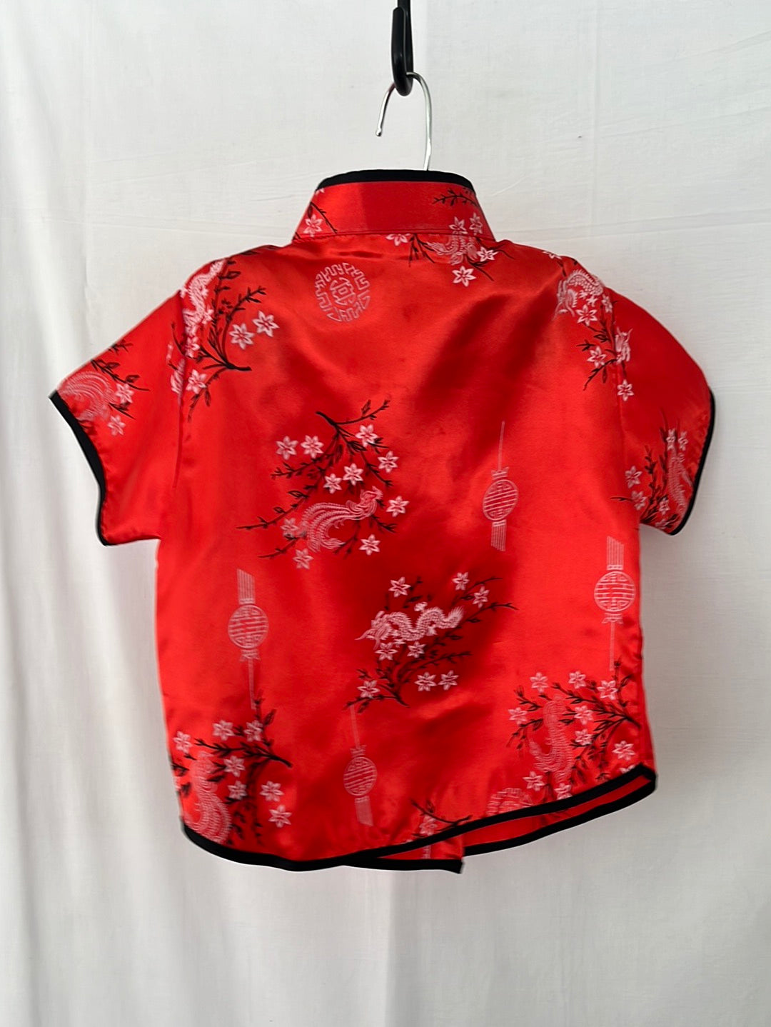 ROSE Boys Red Tang Suit/Tangzhuang with Floral and Medallion Print -- SS