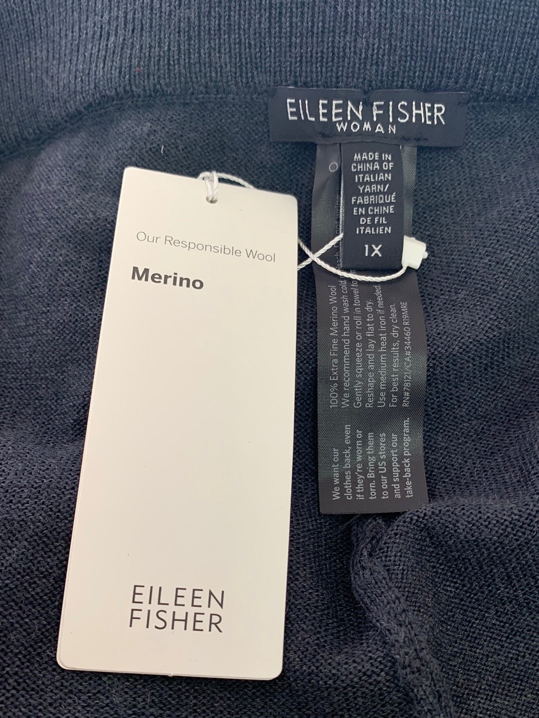 NWT - EILEEN FISHER charcoal gray Merino Wool Pull On Knit Jogger Pants - 1X