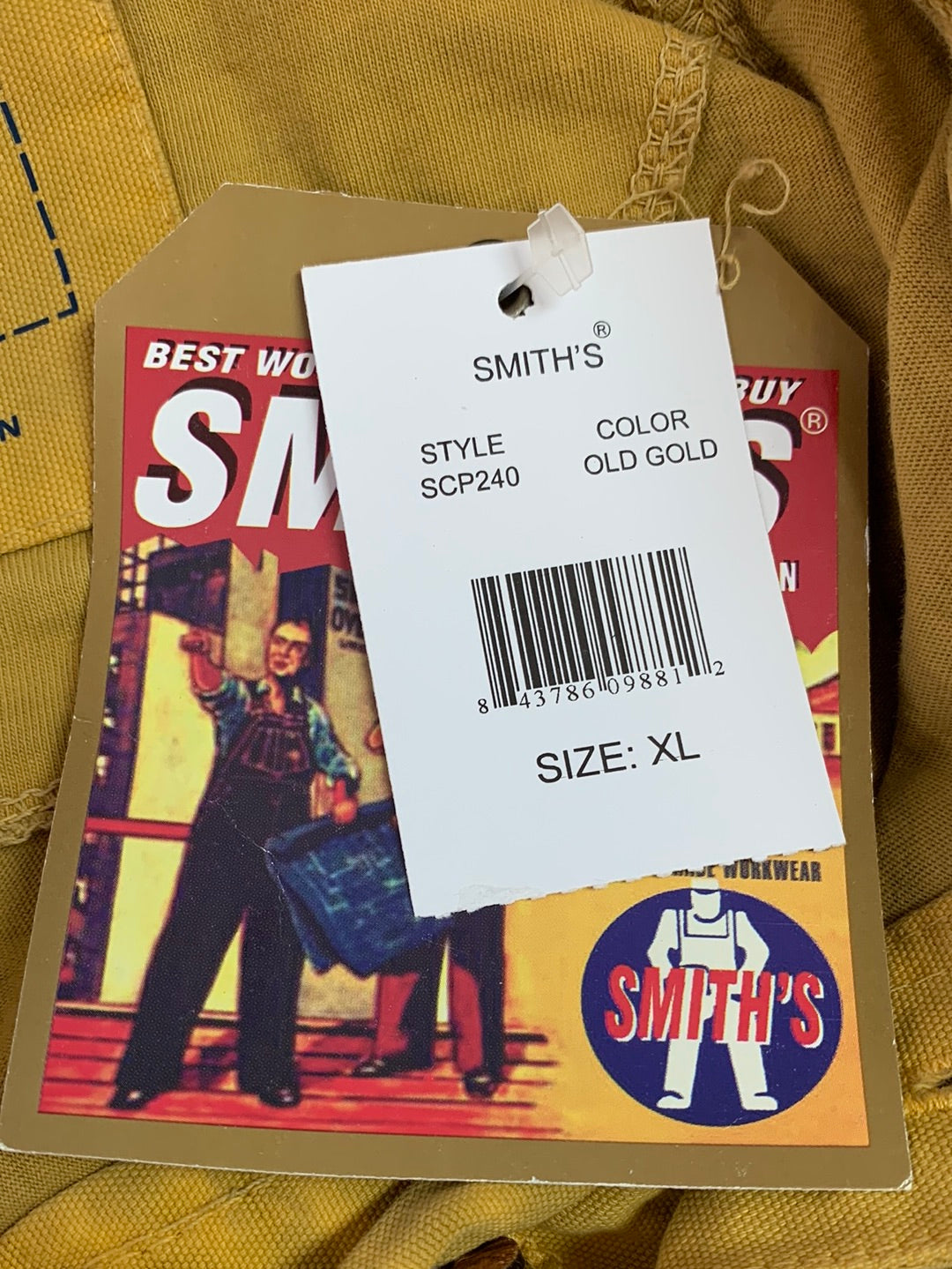 NWT - SMITH'S WORKWEAR old gold Canvas Collar Polo Shirt - XL