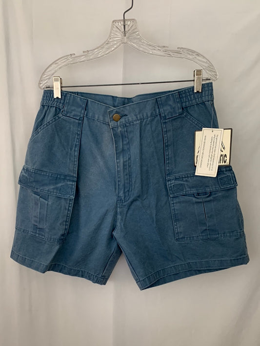 NWD - SIERRA PACIFIC distressed blue Canvas Elastic Waist Cargo Shorts - 34