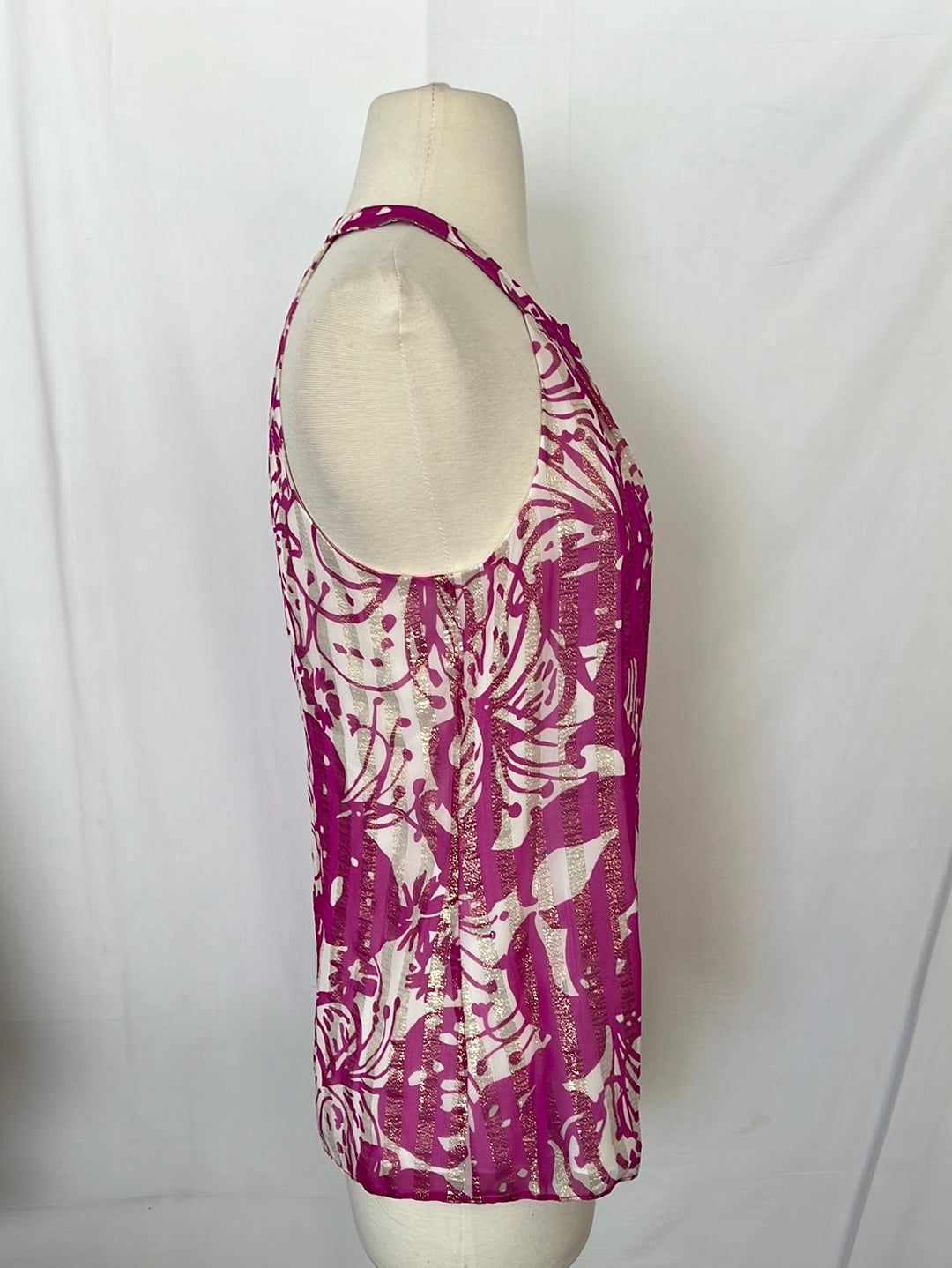 Lilly Pulitzer pink floral print Silk Blend Halter Top -- S