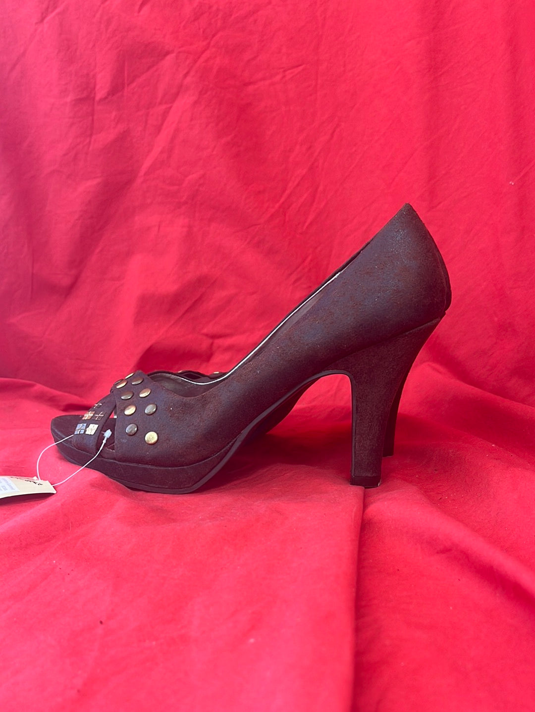 NWT -- L.E.I. Brown Leather Open-Toed Heels -- Size 9.5 US