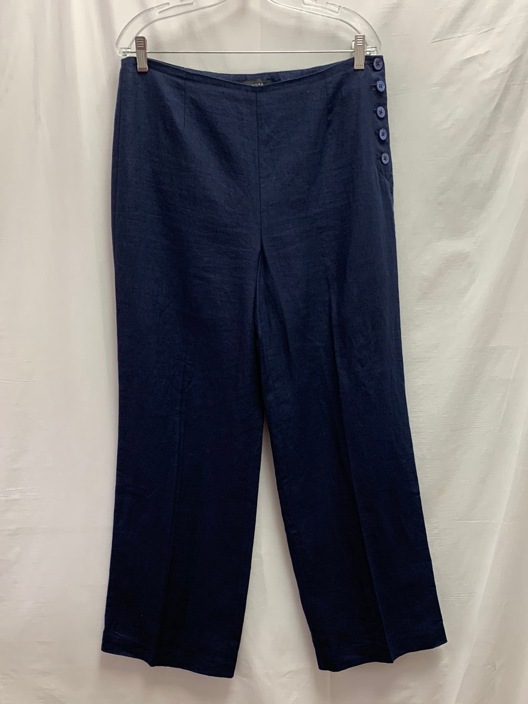 TALBOTS navy blue Side Button Wide Leg Pants - 10 – CommunityWorx