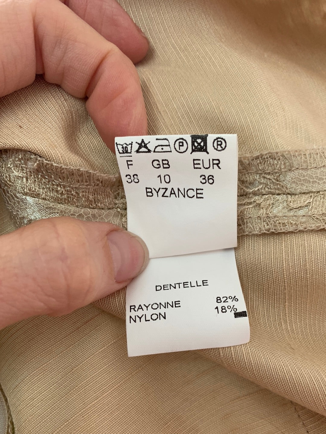Vintage PERSPECTIVES champagne beige Lace Top Skirt Set - F 38 | US 2