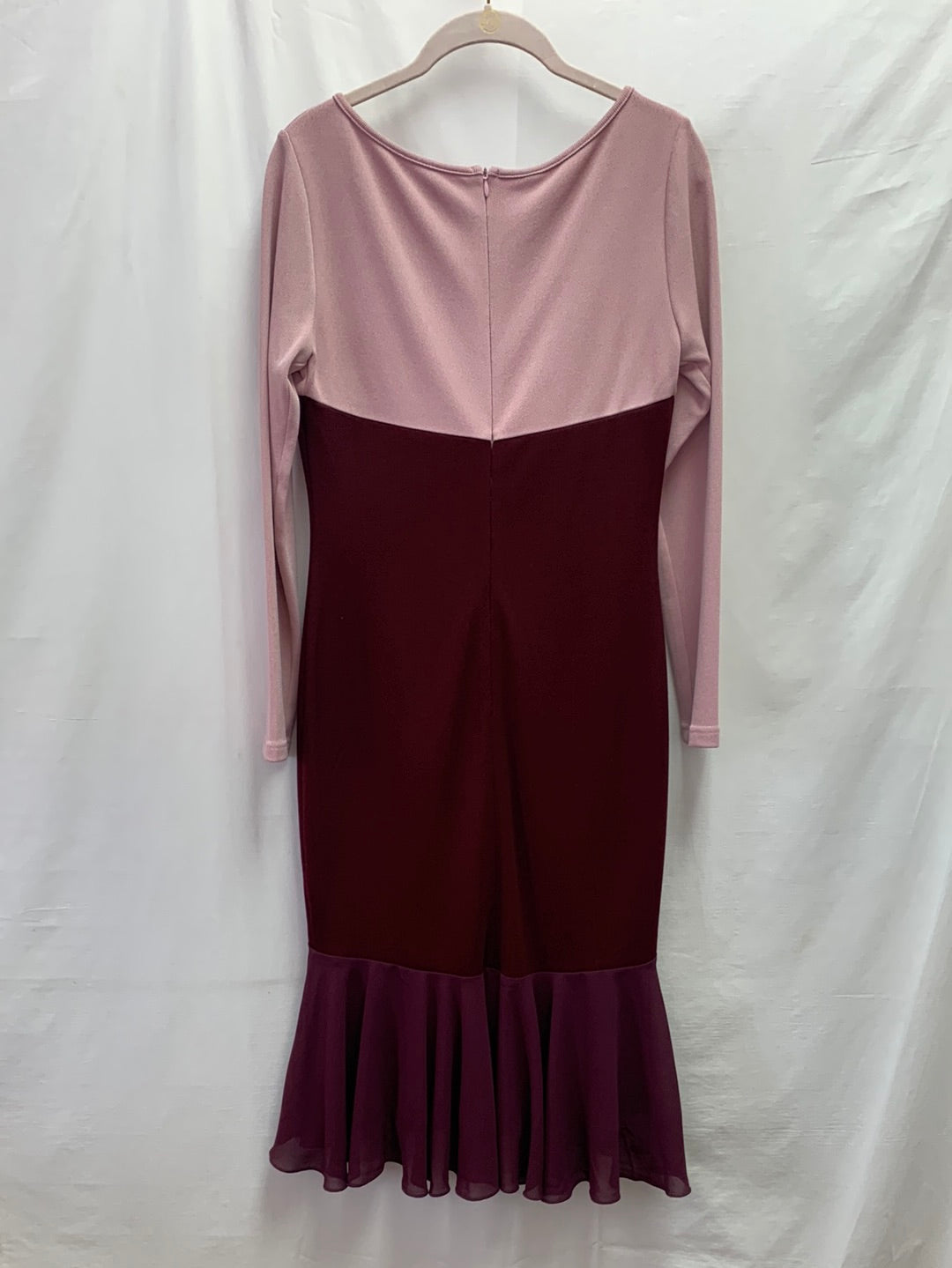 NWT - STYLEWE FANTASYOU mauve burgundy Long Sleeve Midi Dress - XL