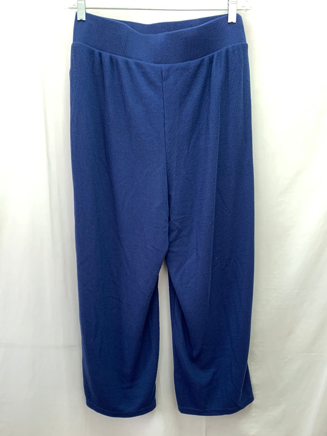 NWT - ASOS navy Rib Knit Built-in Belt Side Slit Wide Leg Pants - 12