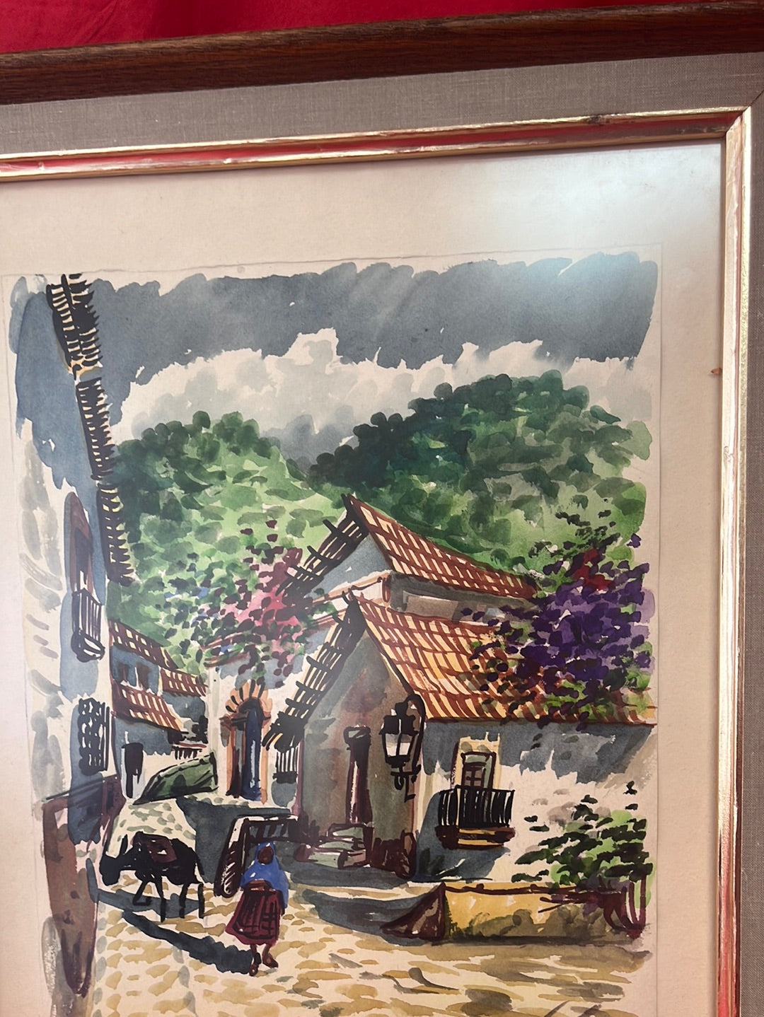 SIGNED AND FRAMED -- Calon, Original Watercolor of Central American Pueblo