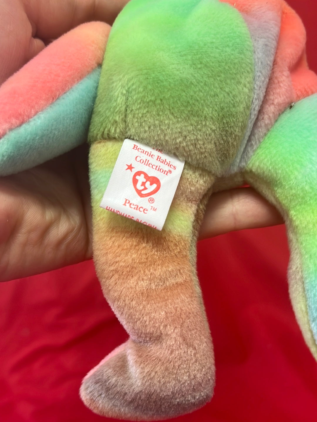 VTG -- TY Beanie Baby Tie-Dye Peace Bear -- 1996
