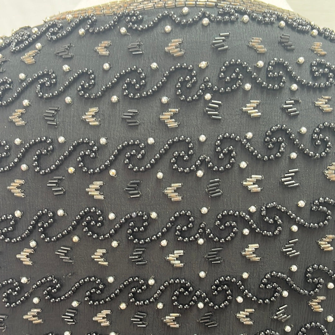 VTG -- Adrianna Papell Black Silk Beaded Evening Jacket -- S