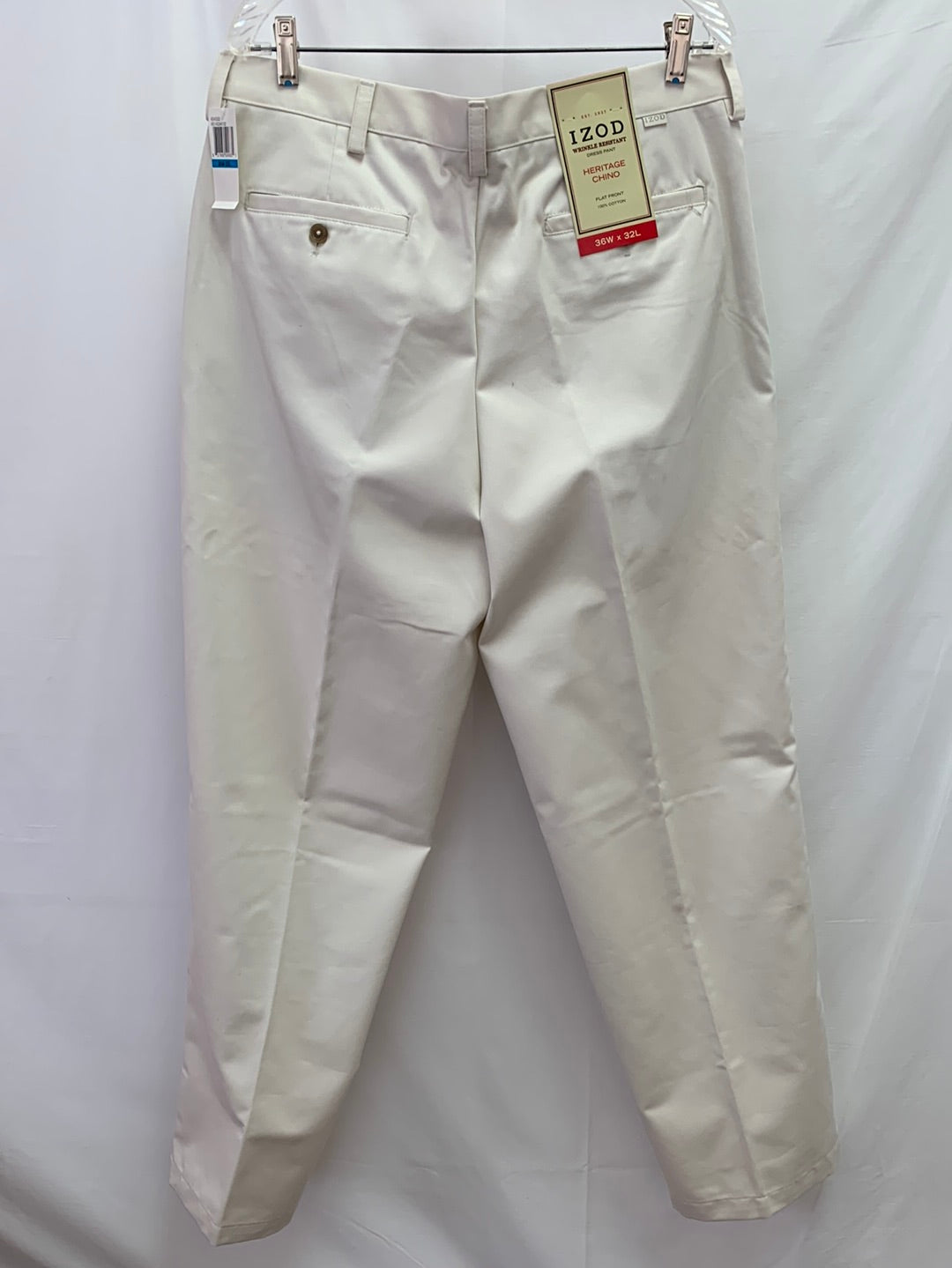 NWT - IZOD beige Heritage Chino Flat Front Wrinkle Resistant Pants - 36W x 32L