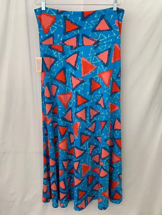NWT - LULAROE blue red triangle print Jersey Maxi Skirt - L