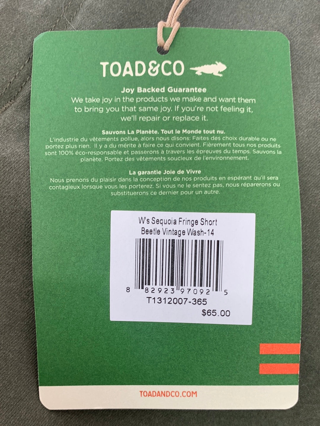 NWT - TOAD & CO olive beetle vintage wash Sequoia Fringe Shorts - 14