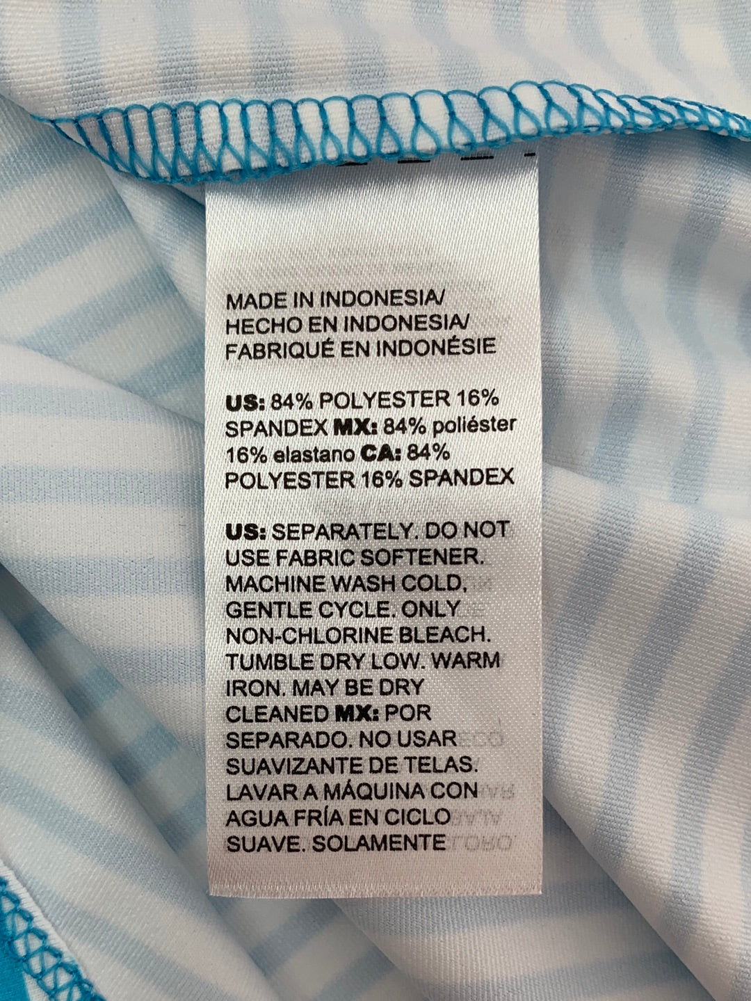 NWT - CHICO'S turquoise stripe ZENERGY UPF 50+ Crew Shirt - 0 | 4/6 S