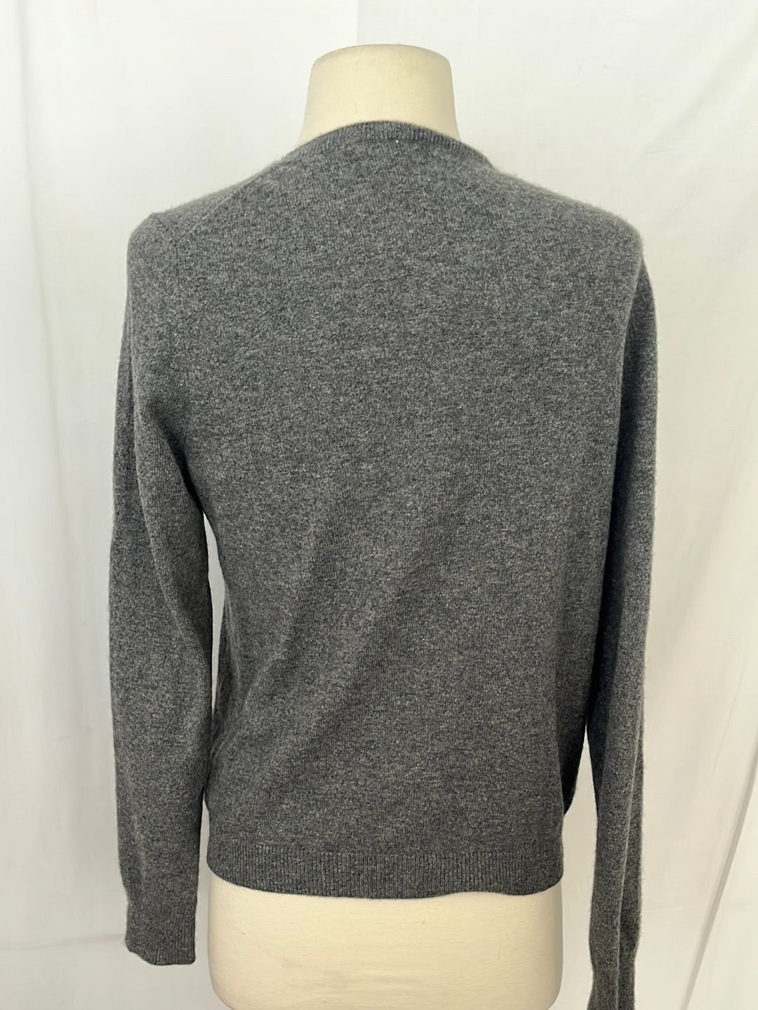 ANN TAYLOR Women's Grey Cashmere Cardigan w/ Rhinestone Buttons and Ruffle Trim -- Size S