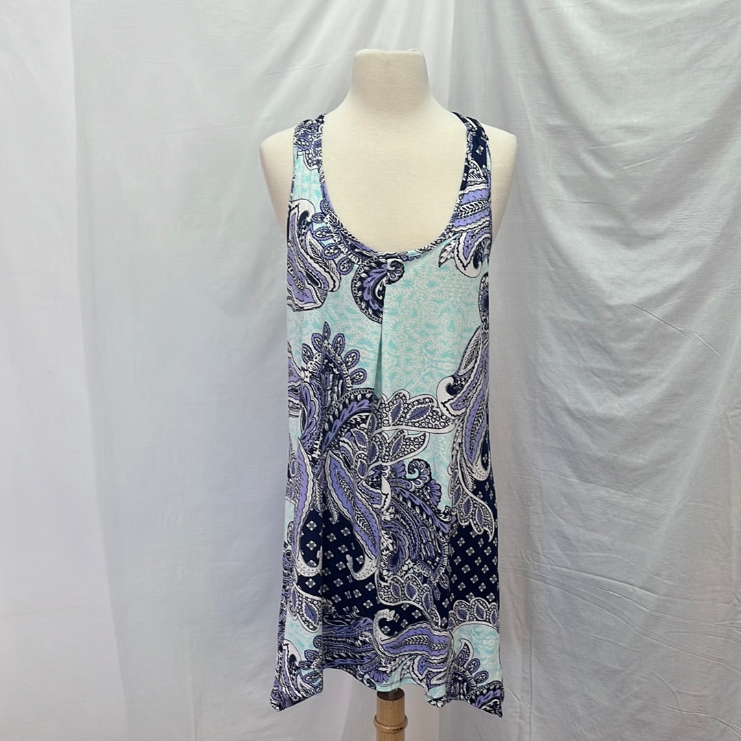 NWT -- APT 9 Purple+Turquoise Paisley+Floral Chemise -- L