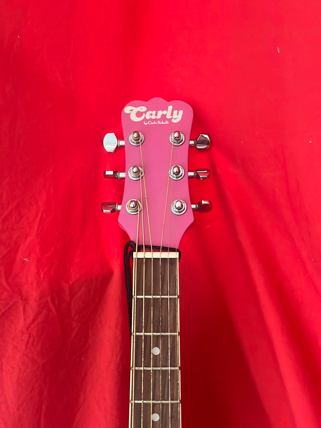CARLO ROBELLI "Carly" Pink Youth Guitar with Matching Strap and Blue Gig Bag