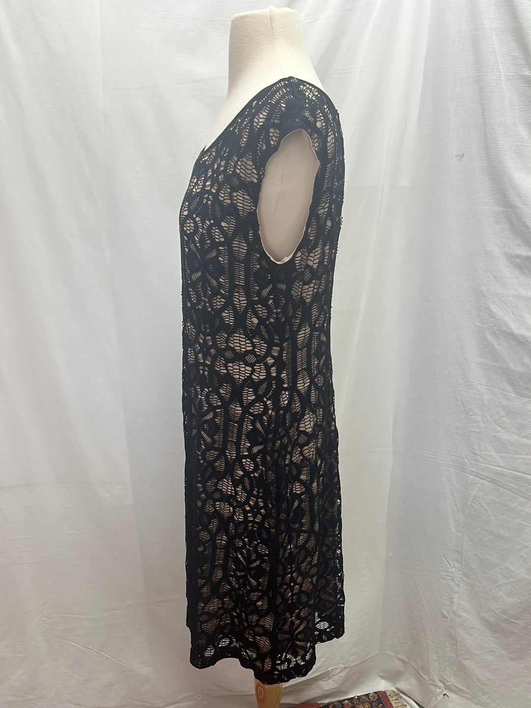 NWT -- CONNECTED Petites black Lace Sleeveless Sheath Dress -- 12P
