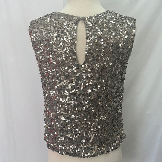 Vince Camuto Silver Sequined Tank Top -- S