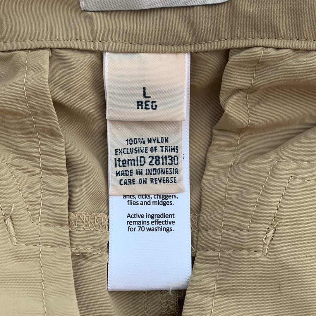 NWT - LL BEAN Dark Khaki UPF 50+ NoFly Zone Zip-Leg Pants - L