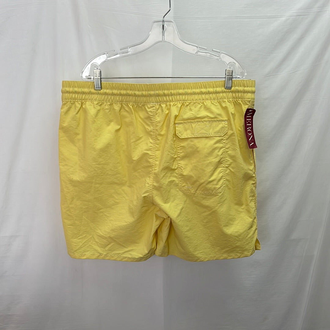 NWT -- Merona Yellow Above-knee Swim Trunks -- XL