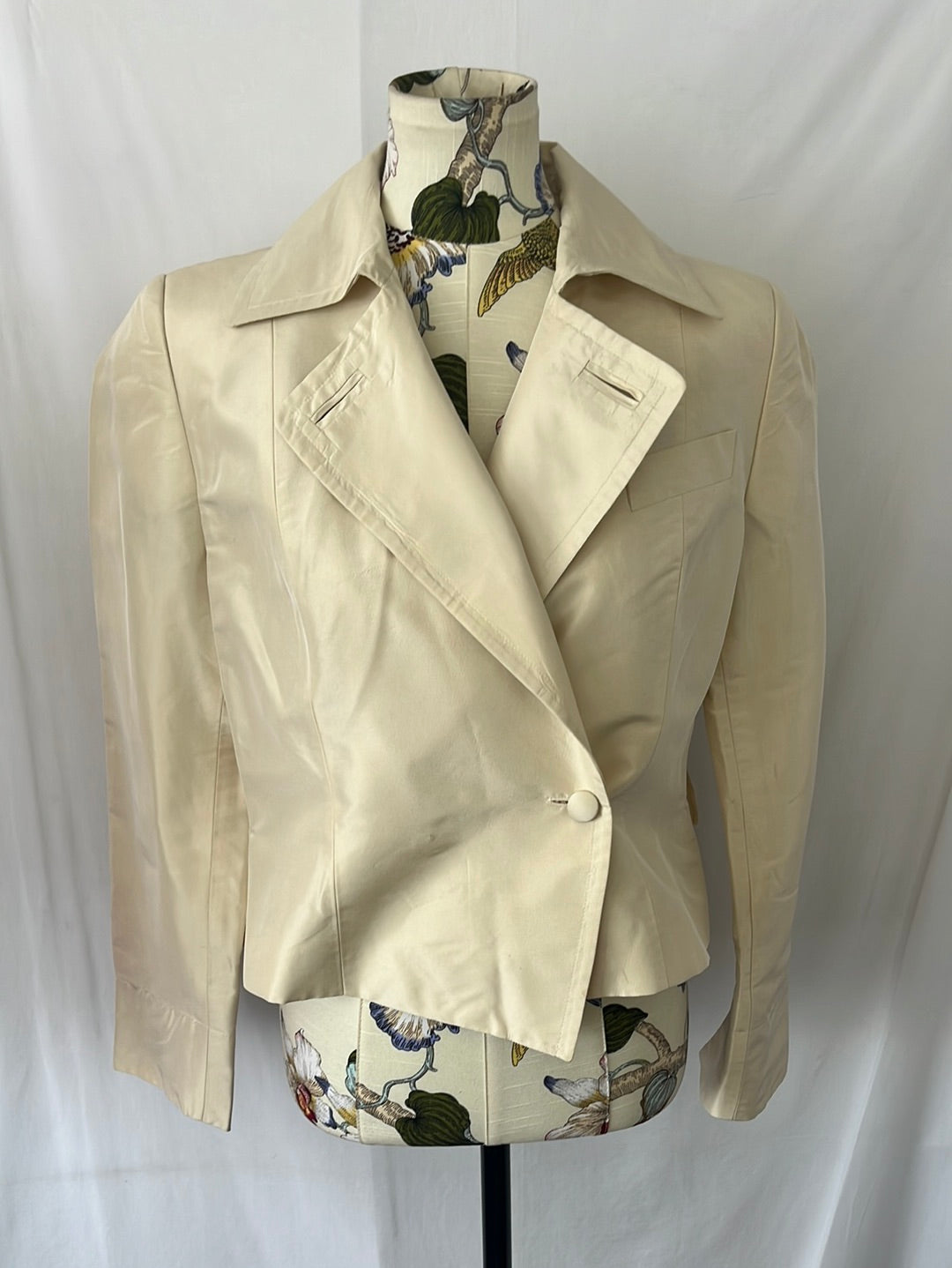 PAUW Amsterdam Cream 100% Silk Peacoat Jacket -- 3 | US 10 L