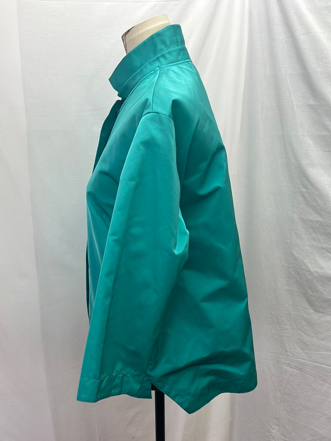 LAFAYETTE 148 teal blue Silk Glossy 3/4 Sleeve Jacket -- M