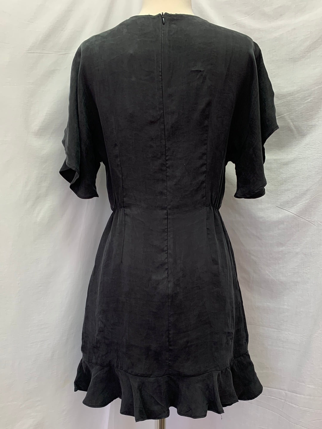 NWT - ZARA black Lyocell Flutter Sleeve Mini Dress - Medium
