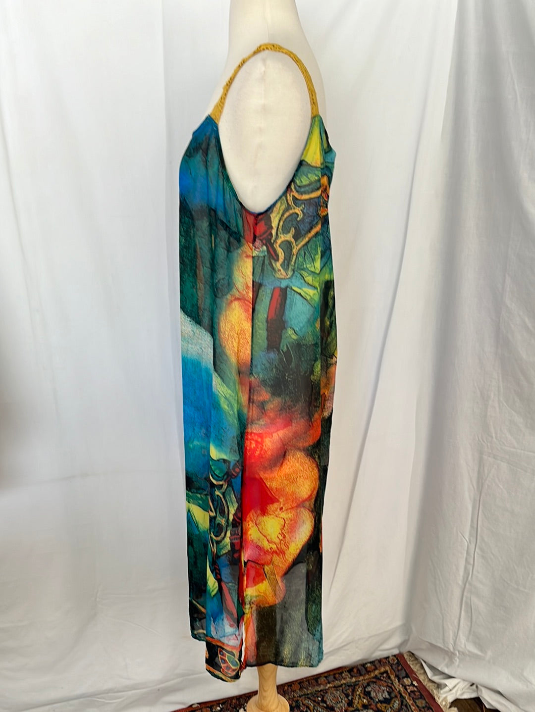 NWT -- Gracila multicolor print Semi-Sheer Swim Cover-Up Tank Dress -- XL