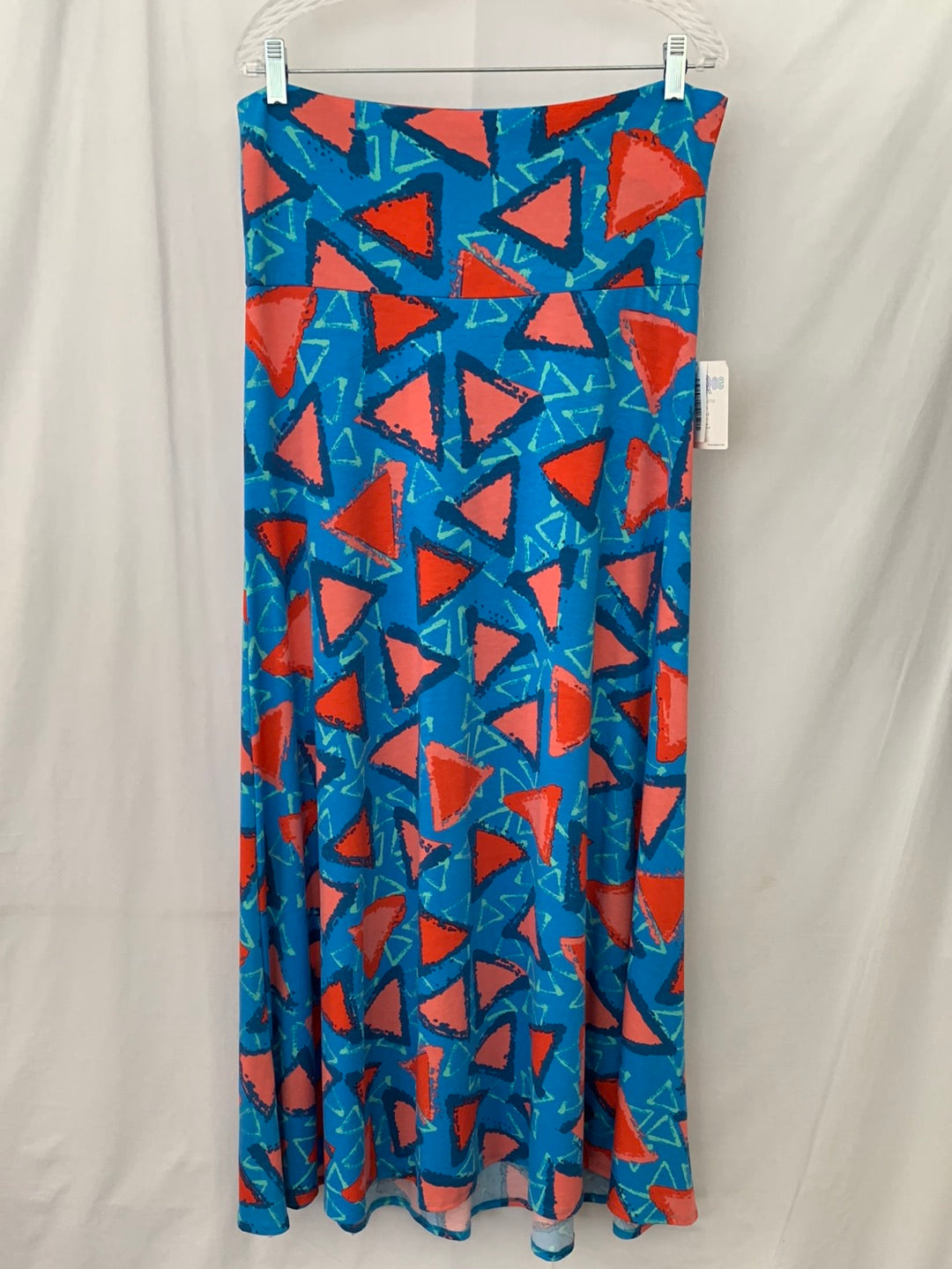 NWT - LULAROE blue red triangle print Jersey Maxi Skirt - L