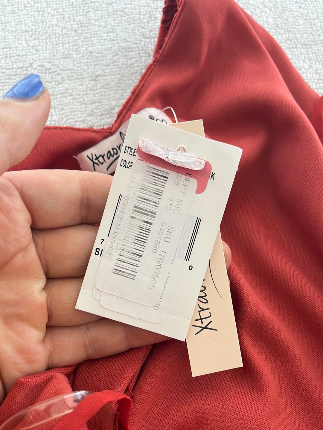 NWT -- XTRAORDINARY orange Crochet Mini Spaghetti Strap Shift Dress -- Small