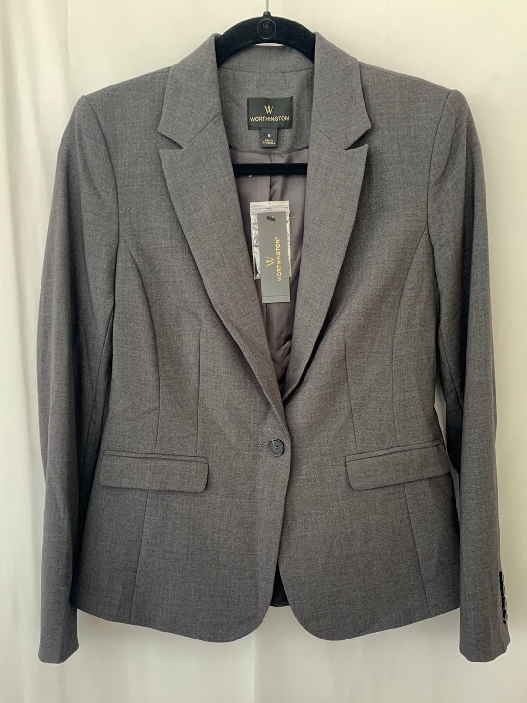 NWT - WORTHINGTON gray Single Button Basic Blazer - 0