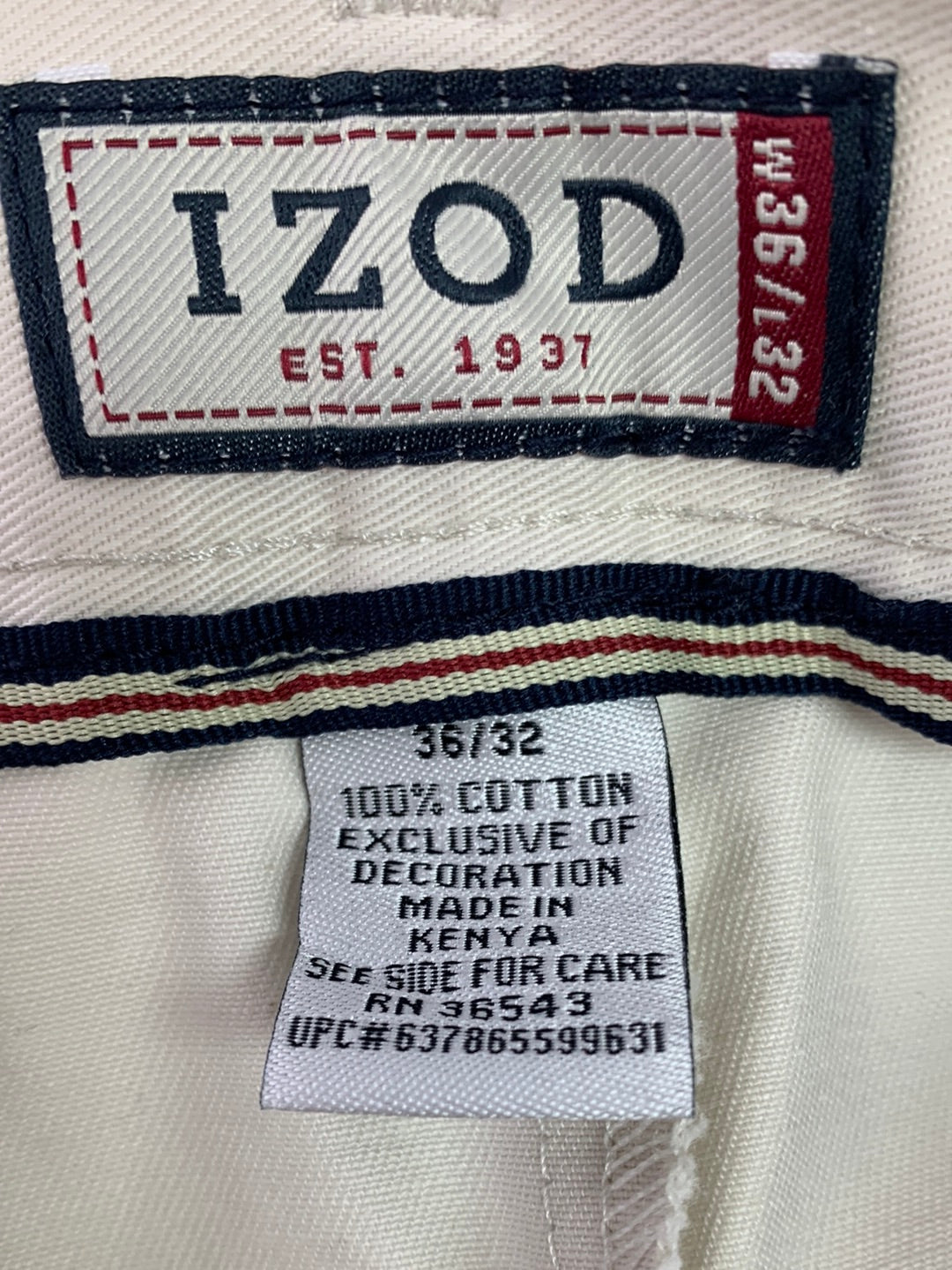 NWT - IZOD beige Heritage Chino Flat Front Wrinkle Resistant Pants - 36x32