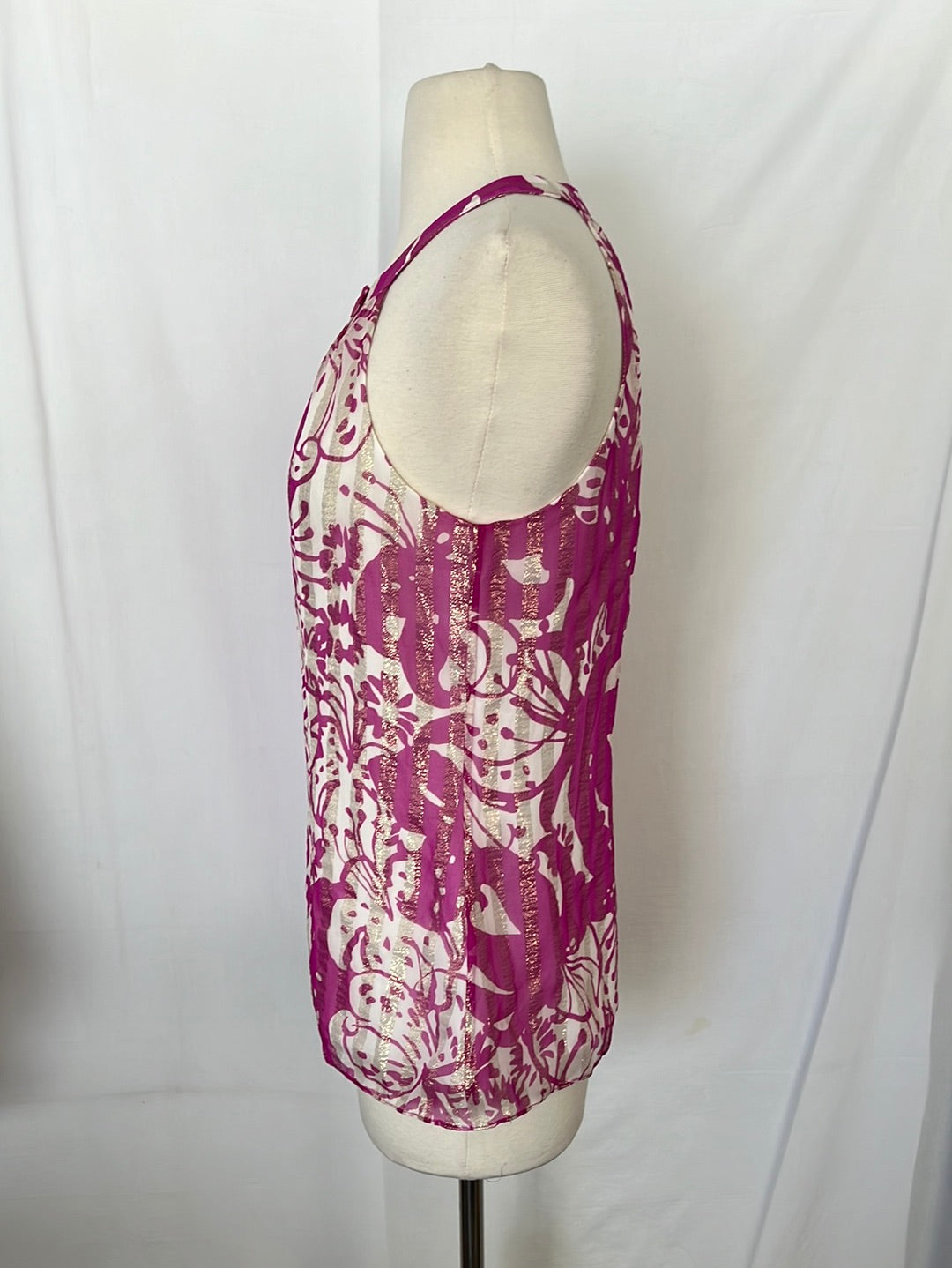 Lilly Pulitzer pink floral print Silk Blend Halter Top -- S