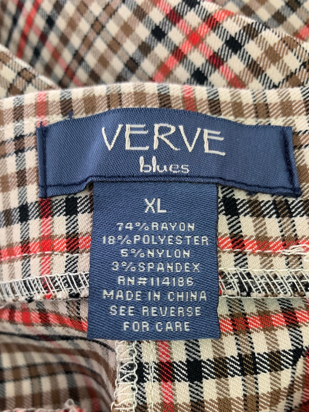 NWT - VERVE BLUES khaki spice plaid Wide Leg Pants - XL