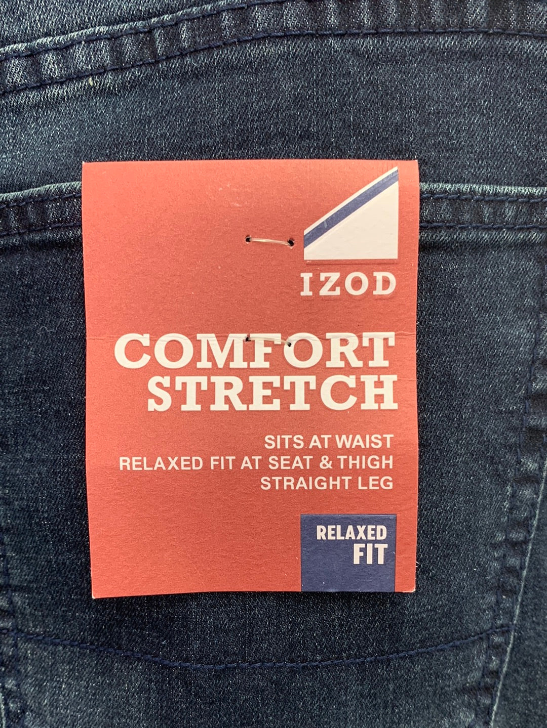 NWT - IZOD dark wash Comfort Stretch Relaxed Fit Straight Leg Jeans - 40 x 30