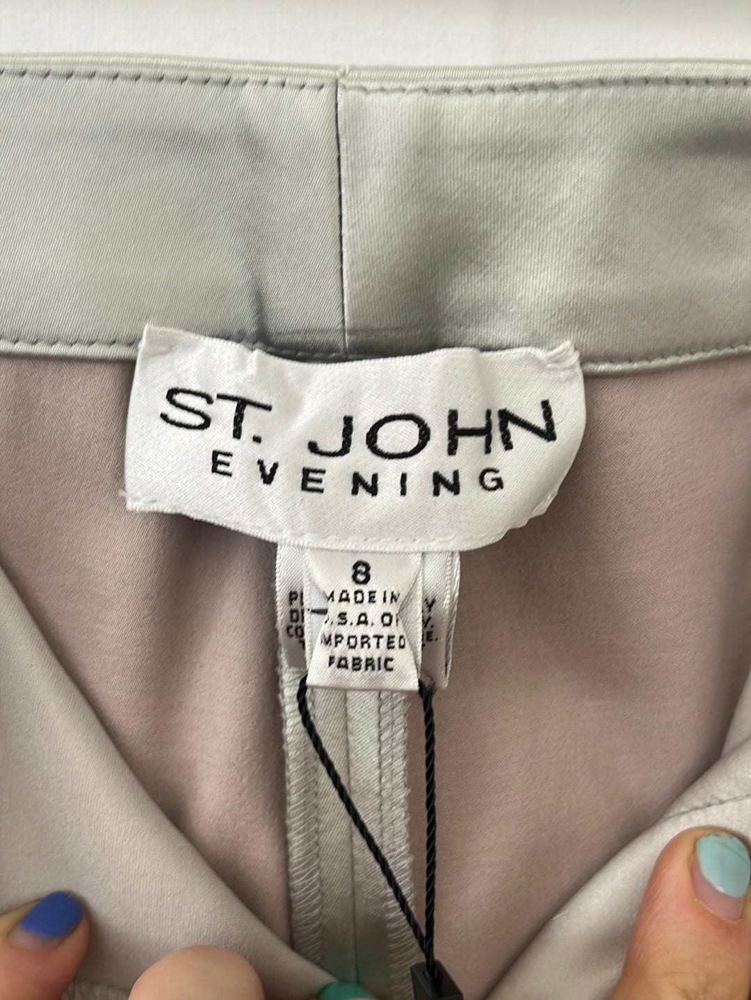 NWT -- ST. JOHN EVENING Platinum Zip-up Ankle Dress Pants -- 8