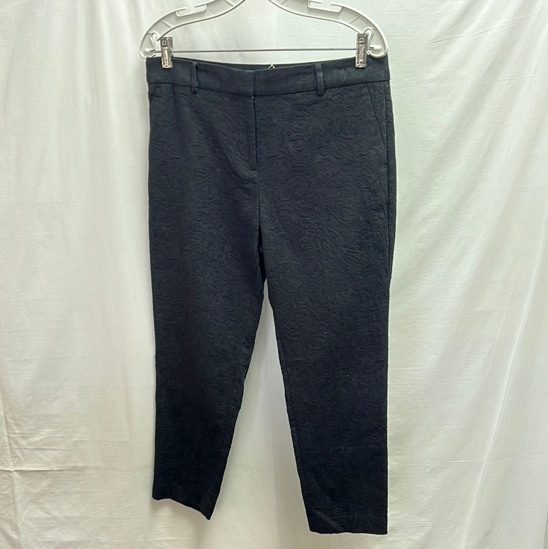 NWT -- RSVP by Talbots Black on Black Floral Embossed Ankle Pants -- Size 10P
