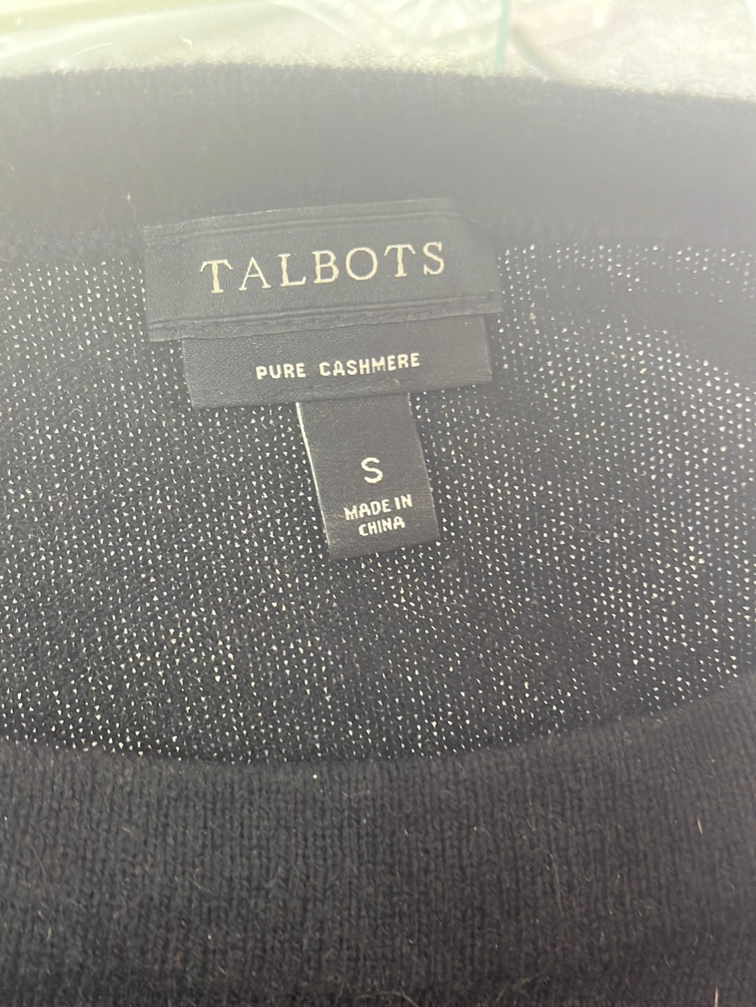 TALBOTS Black Crew Neck Cashmere Pullover 3/4 Sleeves Sweater -- XS