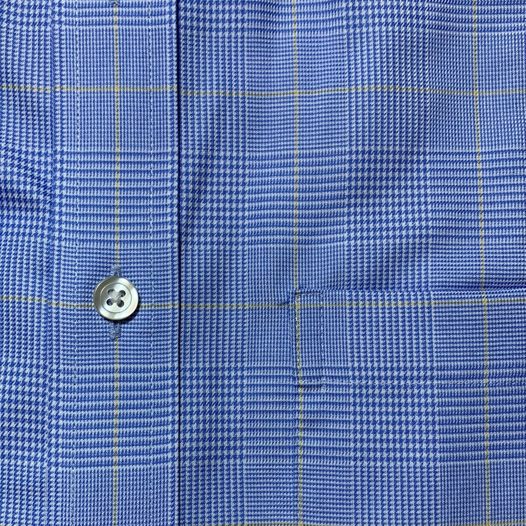 NEW - CHARLES TYRWHITT blue Prince of Whales Check Slim Fit Non-Iron Shirt - 16 35