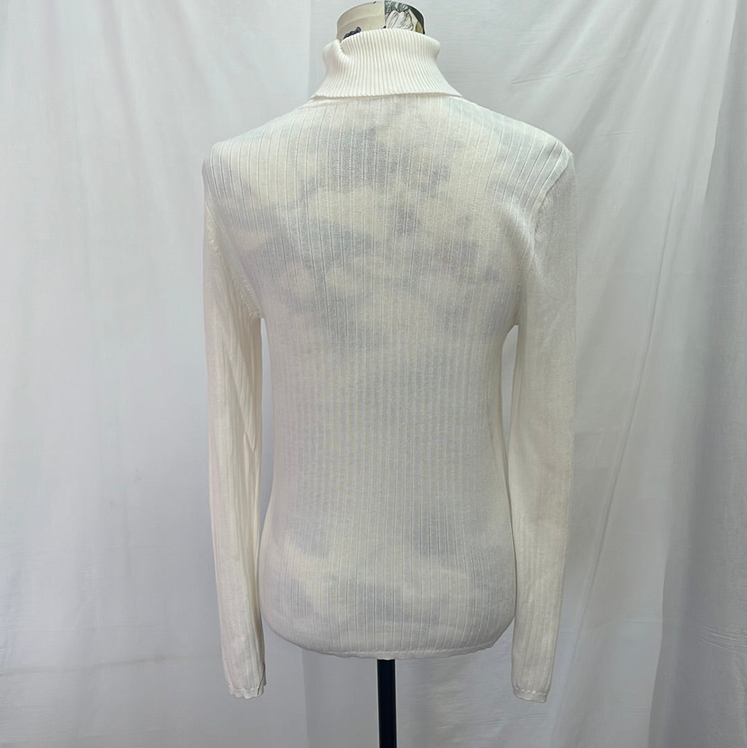 Talbots Crème Turtleneck Pima Cotton Sweater -- L
