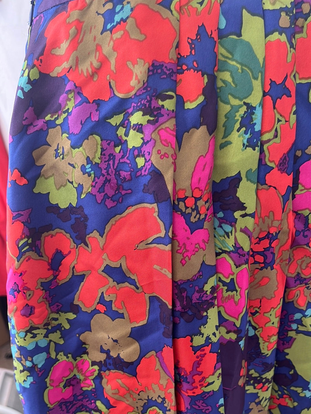 J. CREW Psychedelic Floral Print Silk Pleated A-Line Skirt -- 8