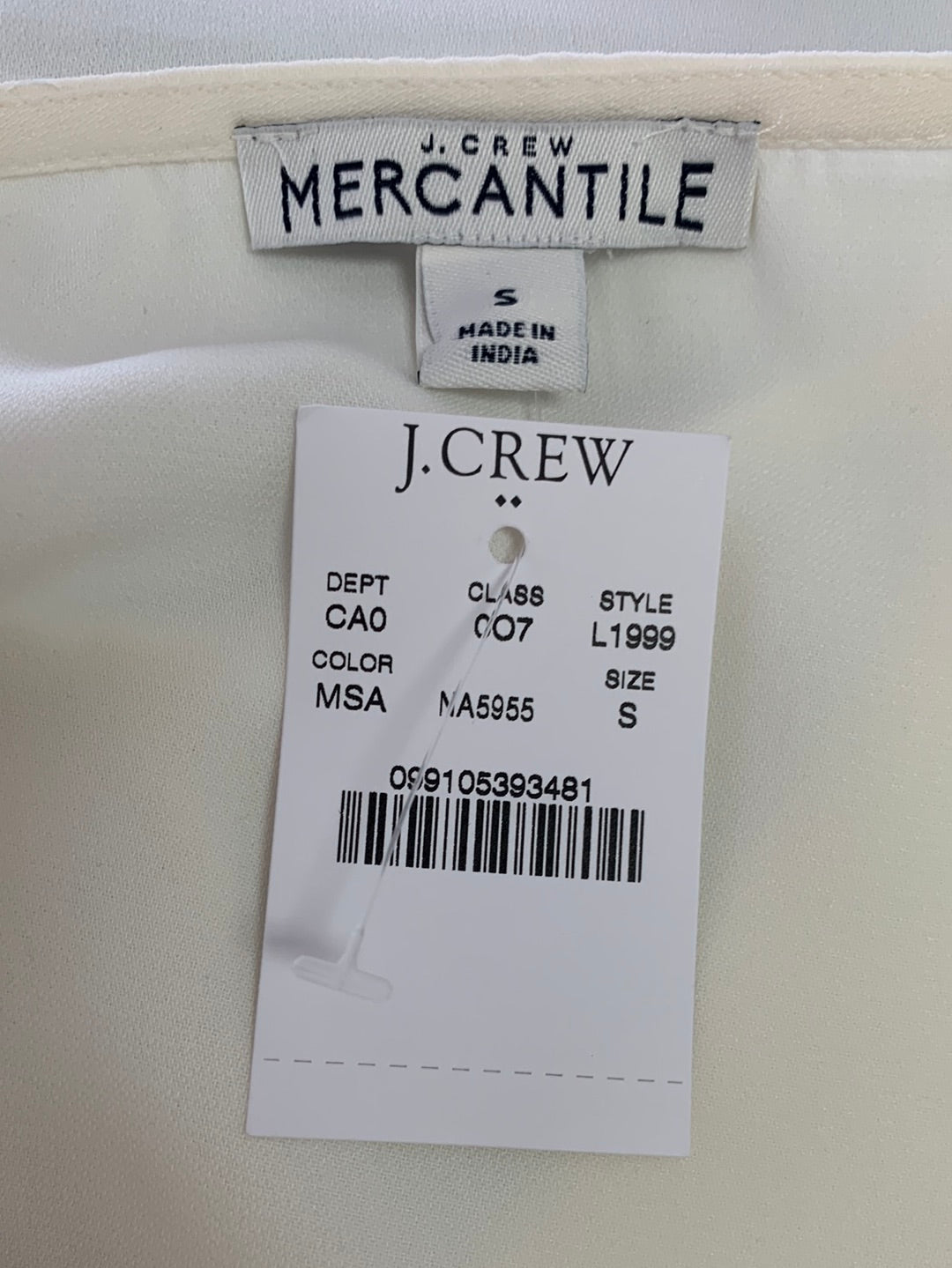 NWT - J CREW MERCANTILE ivory Sleeveless Tank Top Blouse - Small