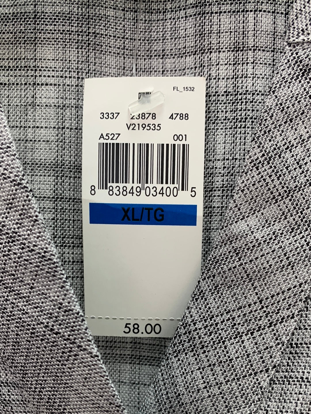 NWT - VAN HEUSEN gray print 3/4 Sleeve Split Neck Top - XL