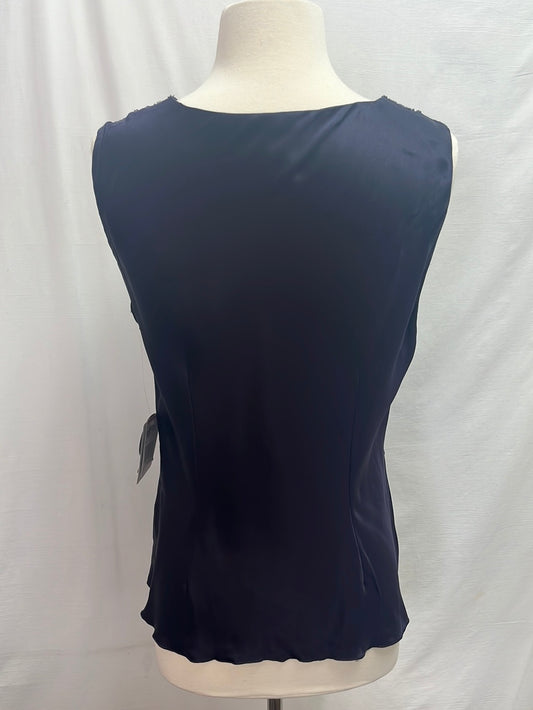 NWT -- Nine West aubergine Silk Beaded Sleeveless V-Neck Blouse -- 10