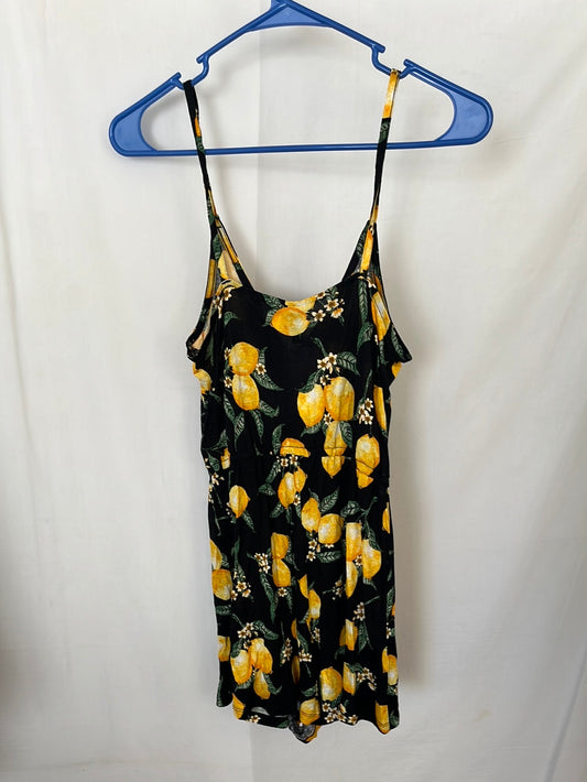 NWT -- H&M Divided Black Lemon-Print Romper -- Size 2